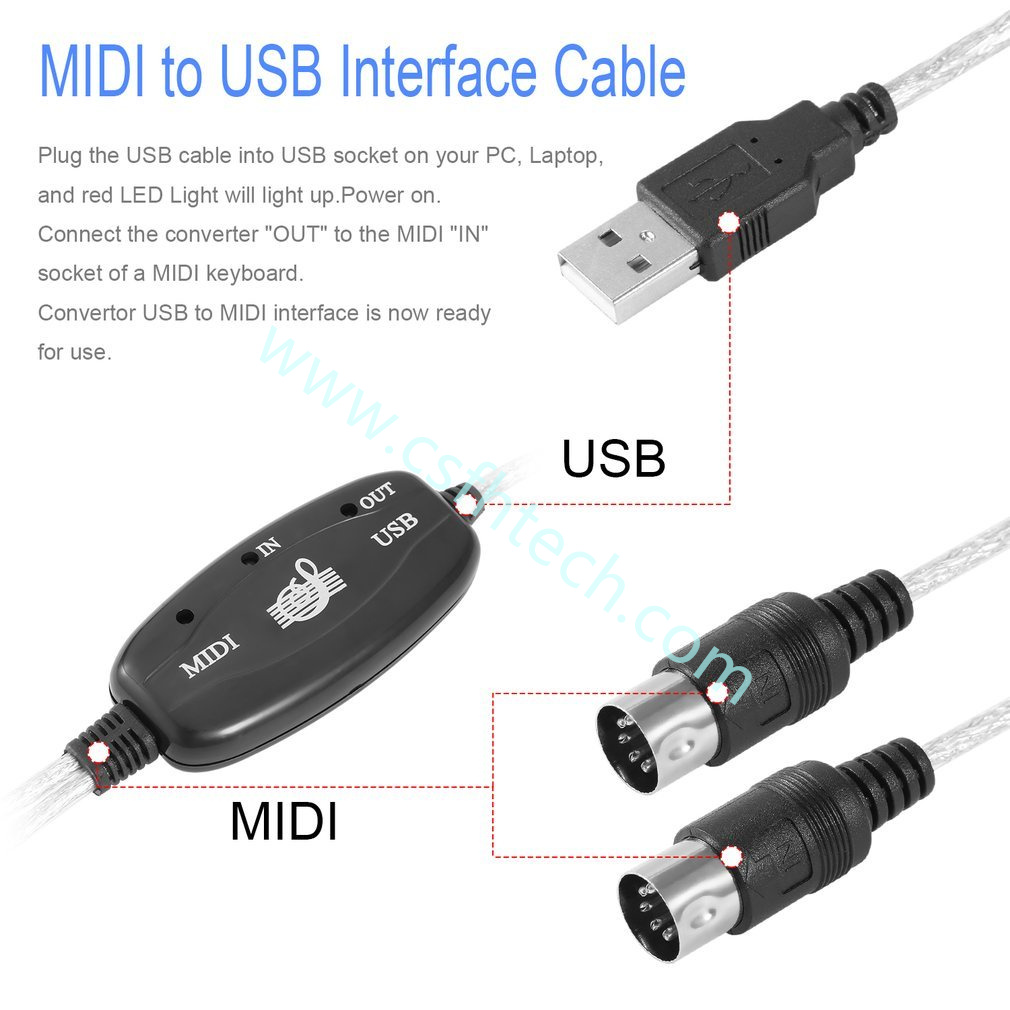 Csfhtech 0 USB IN-OUT MIDI Cable Converter PC to Music Keyboard Adapter Cord (9).jpg